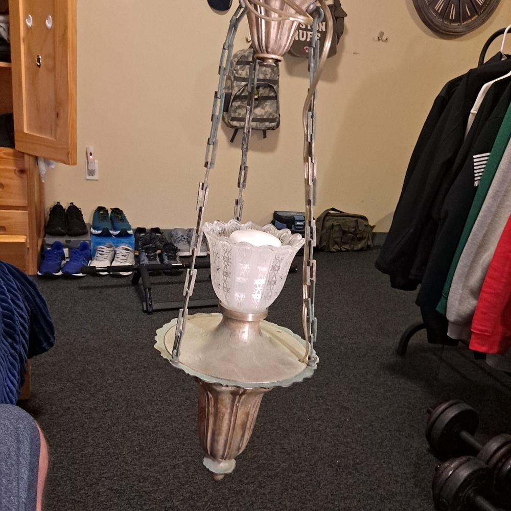Antique silver pendulum ceiling fixture